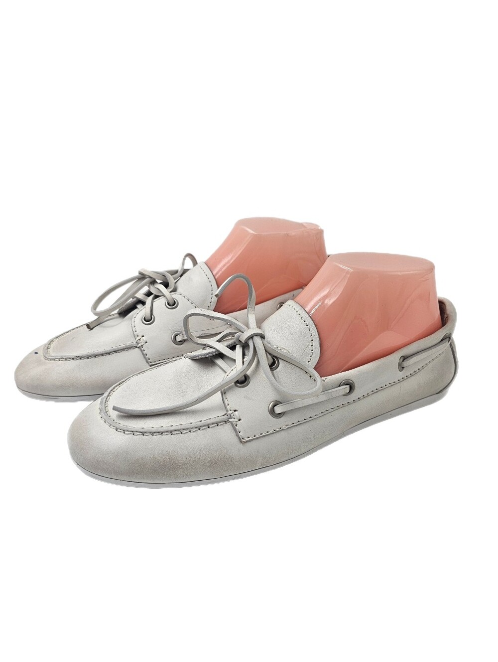 Jeffrey Campbell Yachting Day Distressed Gray Leather Boat Shoes Size 10 US NWOB